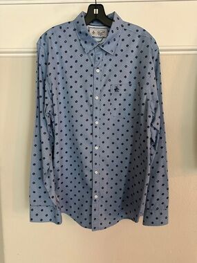 Original Penguin Light Blue Shirt with Navy Polka Dots